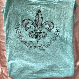 Aqua Kids Shirt with Fleur-de-Lis Design